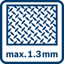 Cutting in metal up to 1.3 mm 