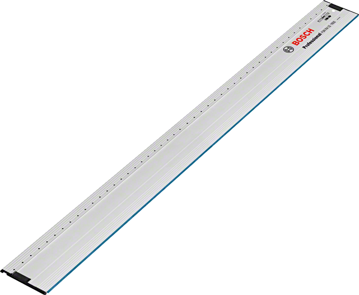 Metal guide rail accessory with measurement markings, designed for precise tool alignment.
