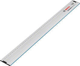 Metal guide rail accessory with measurement markings, designed for precise tool alignment.