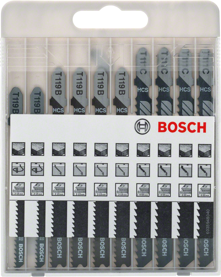 Bosch 10-piece jigsaw blade set Basic for Wood.