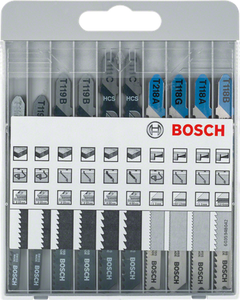 10-piece jigsaw blade set Basic for Metal and Wood Bosch 10-piece jigsaw blade set 3/8″ metal and wood.