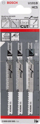 Bosch jigsaw blades U 101 B wood 3-pack.