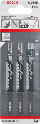 Jigsaw blade U 144 D Bosch U 144 D jigsaw blades 3-pack.