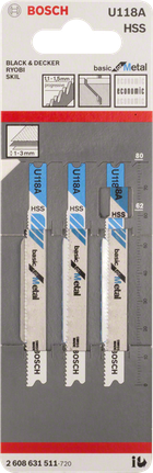 Jigsaw blade U 118 A Bosch U 118 A jigsaw blades 3-pack.