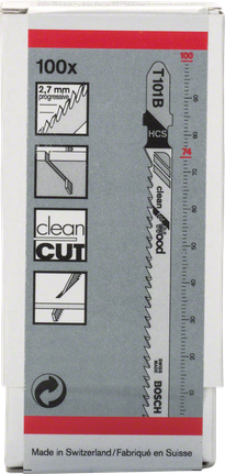 Bosch jigsaw blade T 101 B for clean wood cuts.