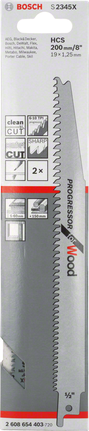 Bosch S2345X wood reciprocating saw blade for clean cuts.
