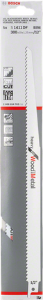 Bosch S1411DF wood and metal reciprocating saw blade.