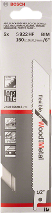 Bosch S 922 HF saw blade for wood and metal cutting.
