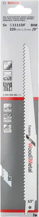 Reciprocating saw blade S 1111 DF Bosch S 1111 DF 9″ reciprocating saw blade.