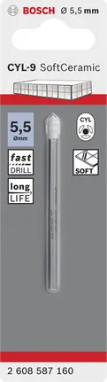 Tile drill bit CYL-9 Ceramic Bosch 5.5mm CYL-9 Ceramic tile drill bit.