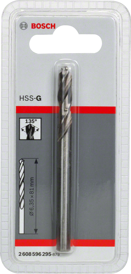Bosch HSS-G pilot drill bit 6.35 mm for metal drilling.