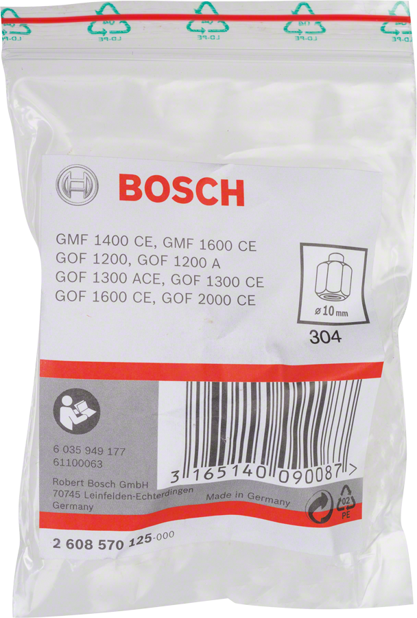 Bosch 10 mm collet packaging.