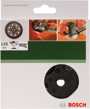 Bosch 125 mm sanding pad for PEX 400 AE and PEX 300 AE sanders.
