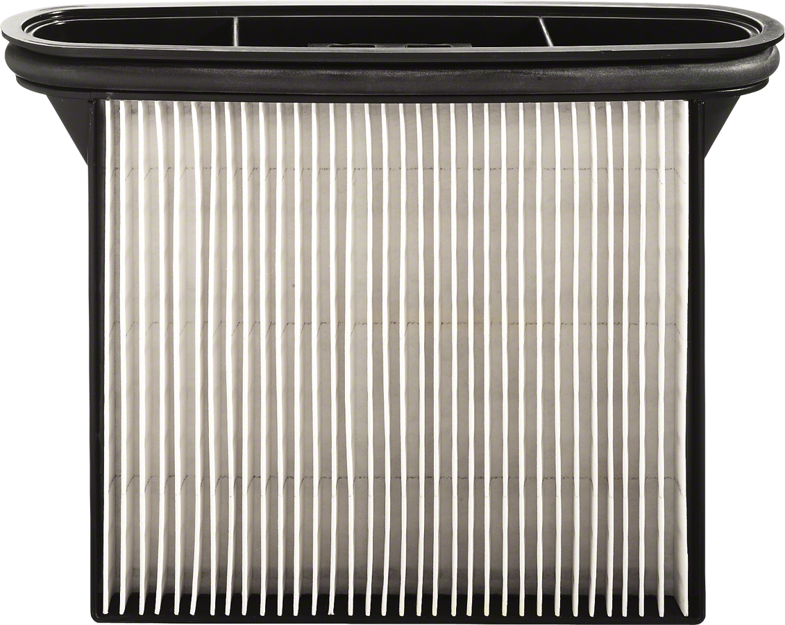 Bosch rectangular pleated vacuum filter for dust extraction.