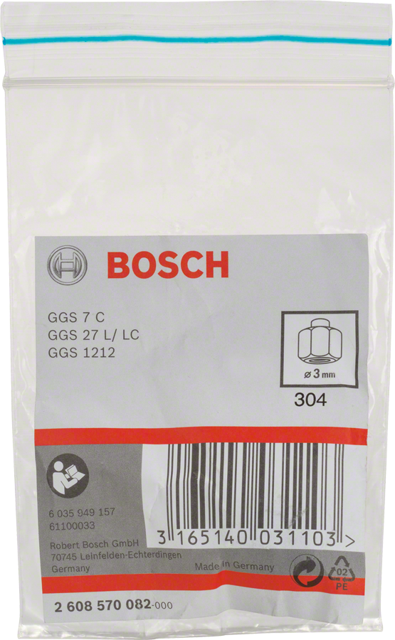 Bosch 3 mm collet with locking nut.