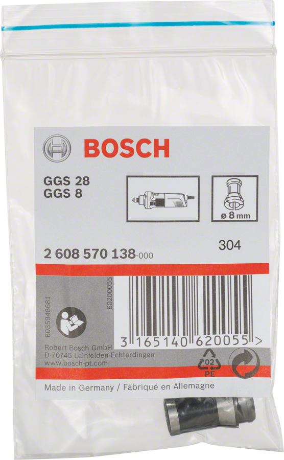 Bosch 8 mm collet without locking nut.