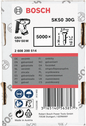 Bosch 30mm galvanized nails 5000×.