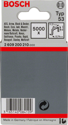 Fine wire staple, type 53 Bosch Typ 53 11,3 mm staples.