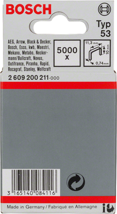 Bosch Typ 53 staples pack, 5000 pieces for staplers.