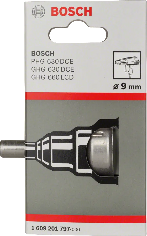 Bosch reducing nozzle 9 mm for heat gun accessories.