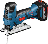 Bosch GST 18V-LI S cordless jigsaw with SDS blade change.