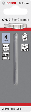 Tile drill bit CYL-9 Ceramic Bosch 4 mm CYL-9 ceramic tile drill bit.