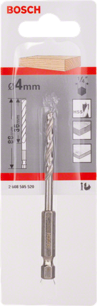 Bosch 4mm brad point drill bit 1/4″ hex.