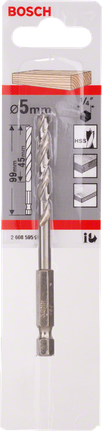 Bosch 5mm brad point drill bit 1/4″ hex.