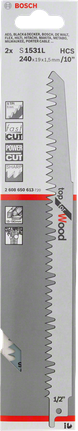 Bosch S 1531L reciprocating saw blade for wood.