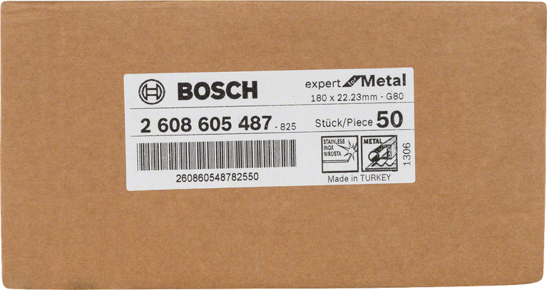 Bosch fibre sanding disc R444 expert for metal 180×22.23mm box.