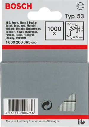 Fine wire staple, type 53 Bosch Typ 53 11,4 mm staples.