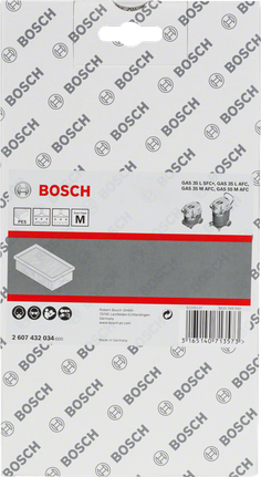 Bosch polyester flat-pleated filter.