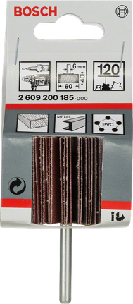 Flap wheels Bosch 120 grit flap wheel 6mm shank.