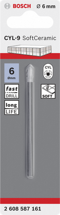 Tile drill bit CYL-9 Ceramic Bosch 6 mm CYL-9 Ceramic tile drill bit.