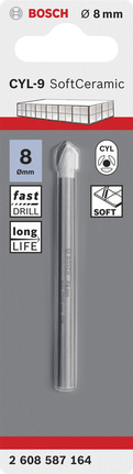 Tile drill bit CYL-9 Ceramic Bosch 8mm CYL-9 ceramic tile drill bit.