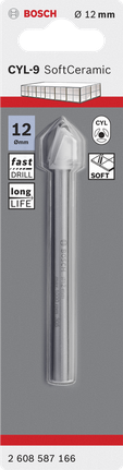 Tile drill bit CYL-9 Ceramic Bosch 12 mm CYL-9 ceramic tile drill bit.