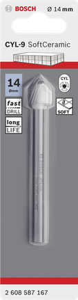 Tile drill bit CYL-9 Ceramic Bosch 14 mm CYL-9 ceramic tile drill bit.
