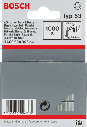 Fine wire staple, type 53 Bosch Typ 53 10mm staples.
