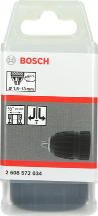 Keyless chucks up to 13 mm Bosch drill chuck 1.5–13 mm.