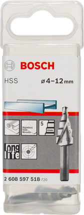 Step drill bits HSS Bosch step drill bit HSS 4–12mm.