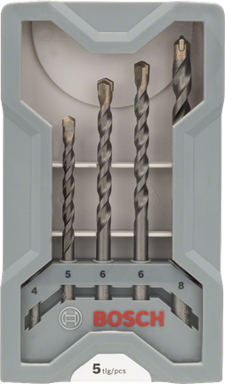 5-piece CYL-3 concrete drill bit set 4 - 8 mm Bosch 5-piece masonry drill bit set.