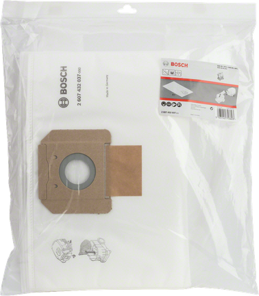 Bosch fleece filter bag packaging.