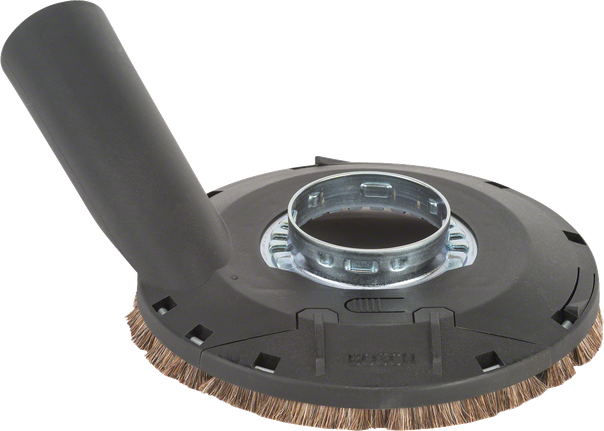 Cutting guide with dust extraction outlet with brush ring Bosch cutting guide with dust extraction outlet, brush ring.