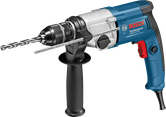 Bosch GBM 13-2 RE drill with side handle and depth gauge.