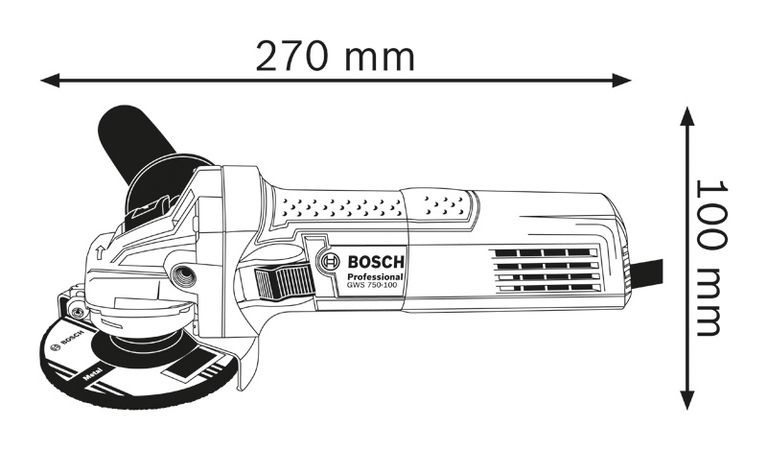 Angle grinder dimensions.
