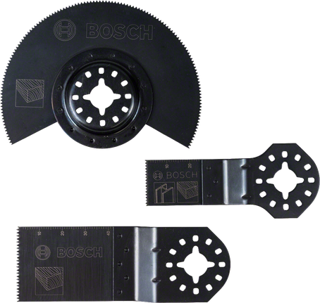 3-piece basic wood set Bosch multi tool blade set for wood and metal cutting.