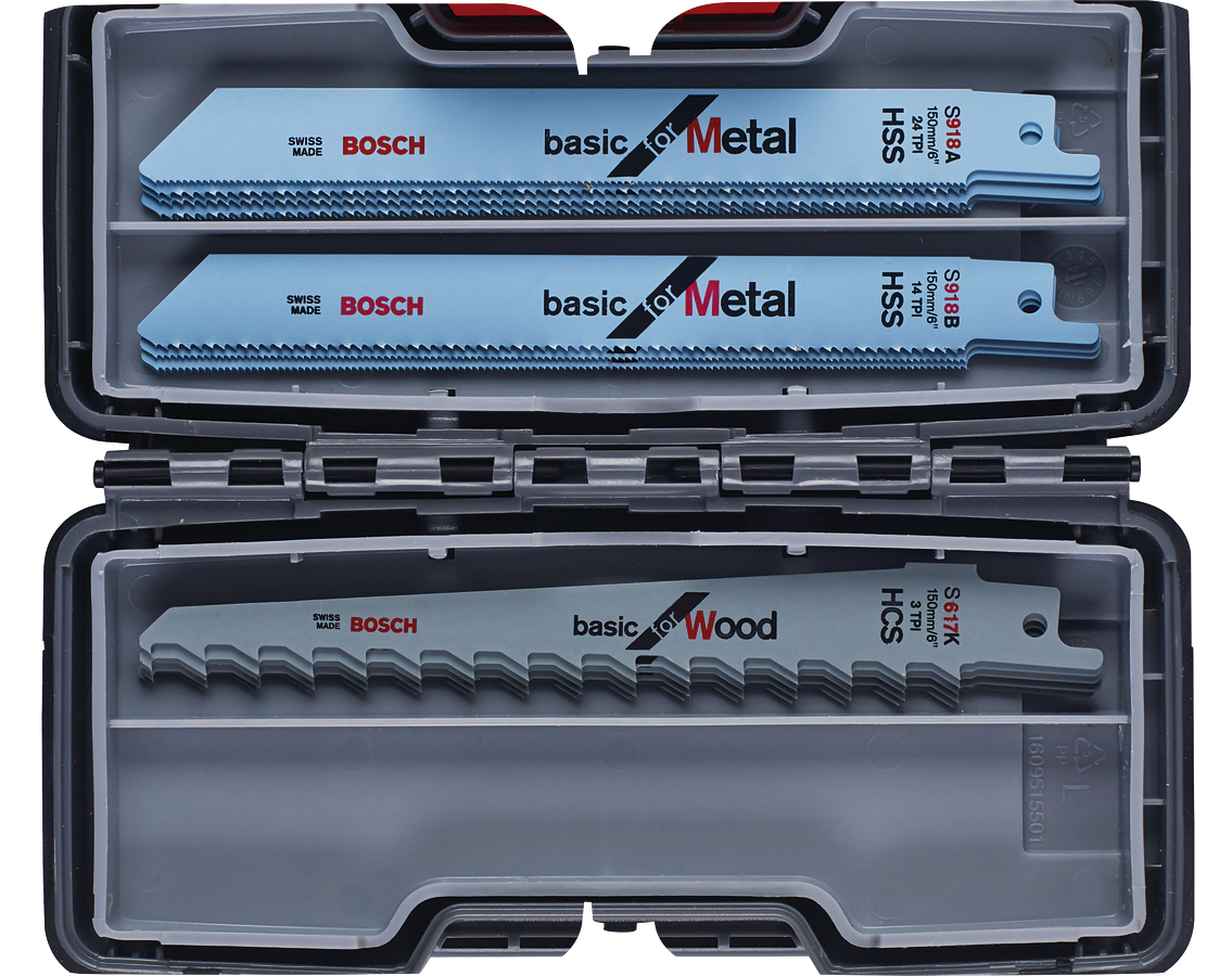 Bosch 15-piece saw blade set for wood and metal.
