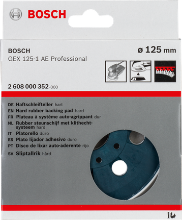 Bosch GEX 125-1 AE Professional hard rubber backing pad.