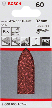 C430 sanding sheet, pack of 5 Bosch C430 sanding sheets 32 mm pack 5.