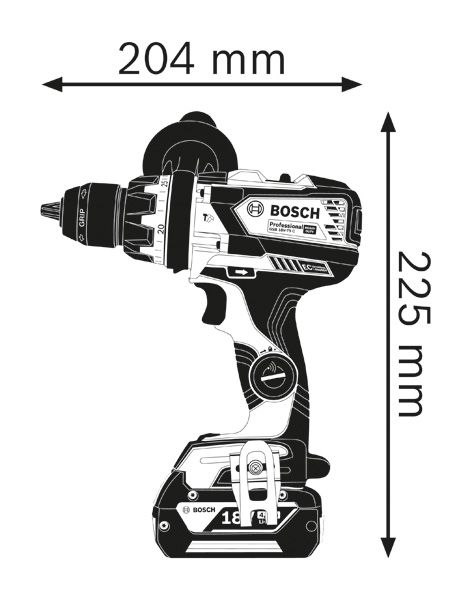 Cordless drill dimensions.